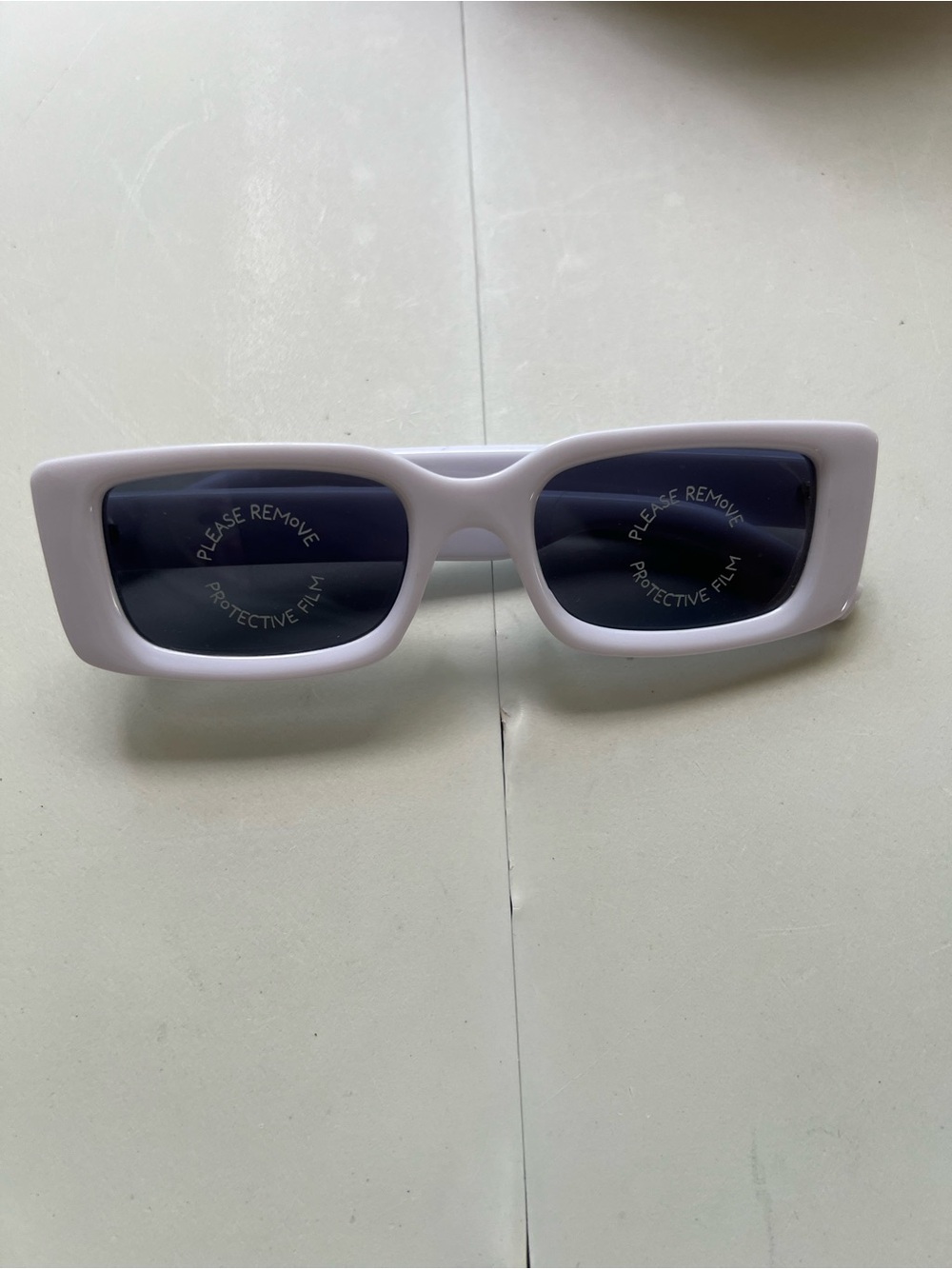 Kids White Rectangle Sunglasses - Stylish UV Protection